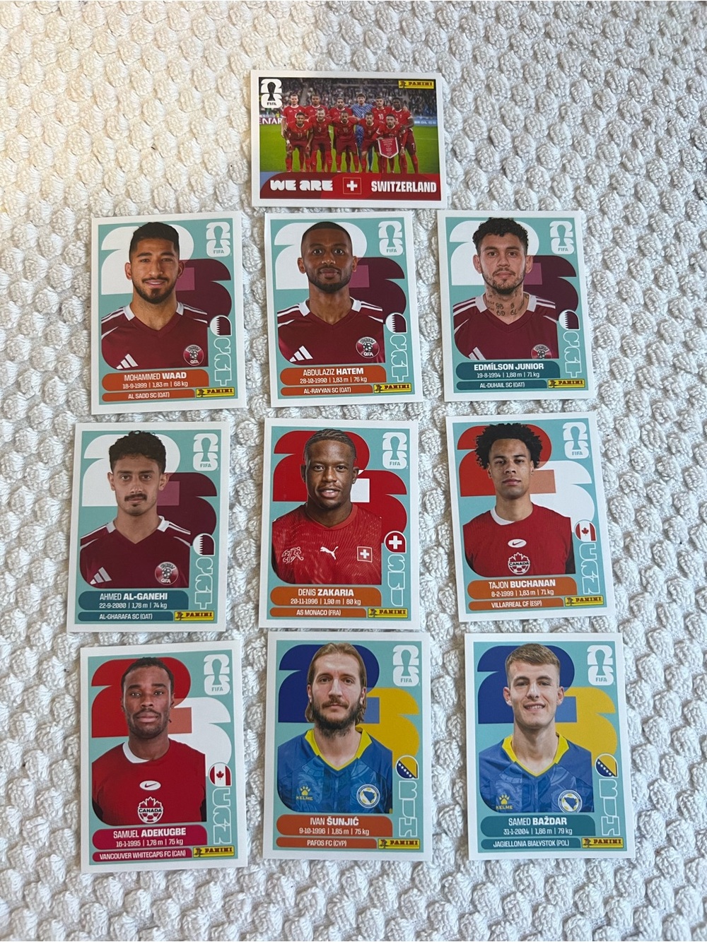 Lot of 10 Panini World Cup Player Sticker